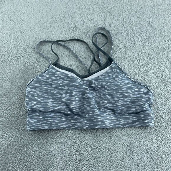 Zyia Gray & White Patterned Strappy Sports Bra no size tag 3422 - Picture 1 of 7